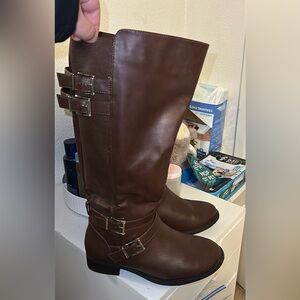 Torrid wide width/calf Elegant Brown Leather Knee-High Boots